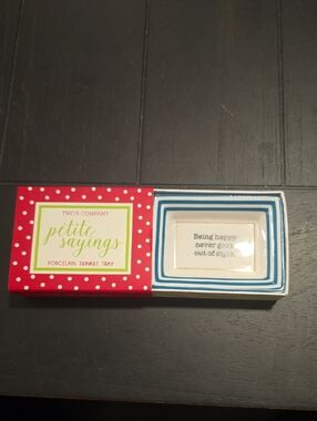 Two's Company Blue & White Striped Porcelain Trinket Tray